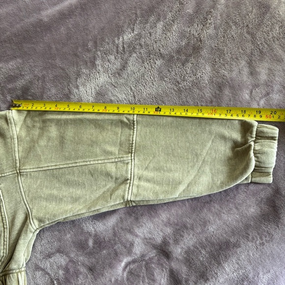 Urban Outfitters Acid Wash Cropped Zip Up Hoodie Tan Khaki Utility Jacket Small - Picture 11 of 12